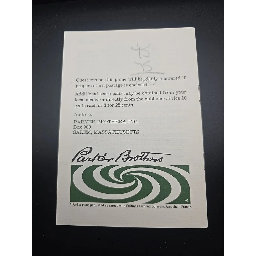 Mille Bornes 1962 Parker Brothers RULES ONLY French‎ Card Game Instructions